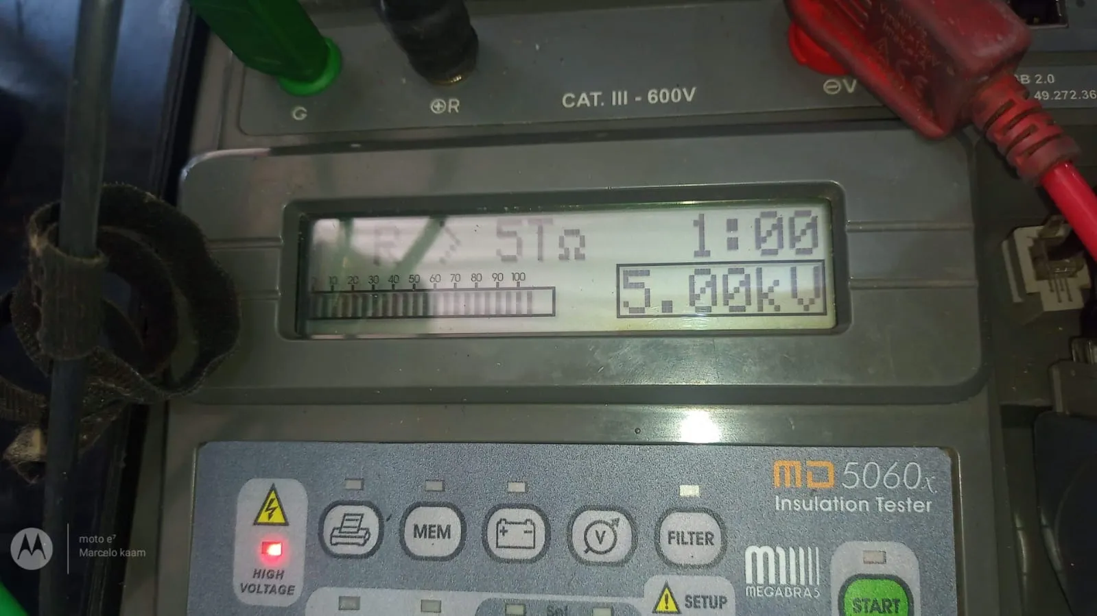 Ensaio de isolação elétrica na Grande São Paulo