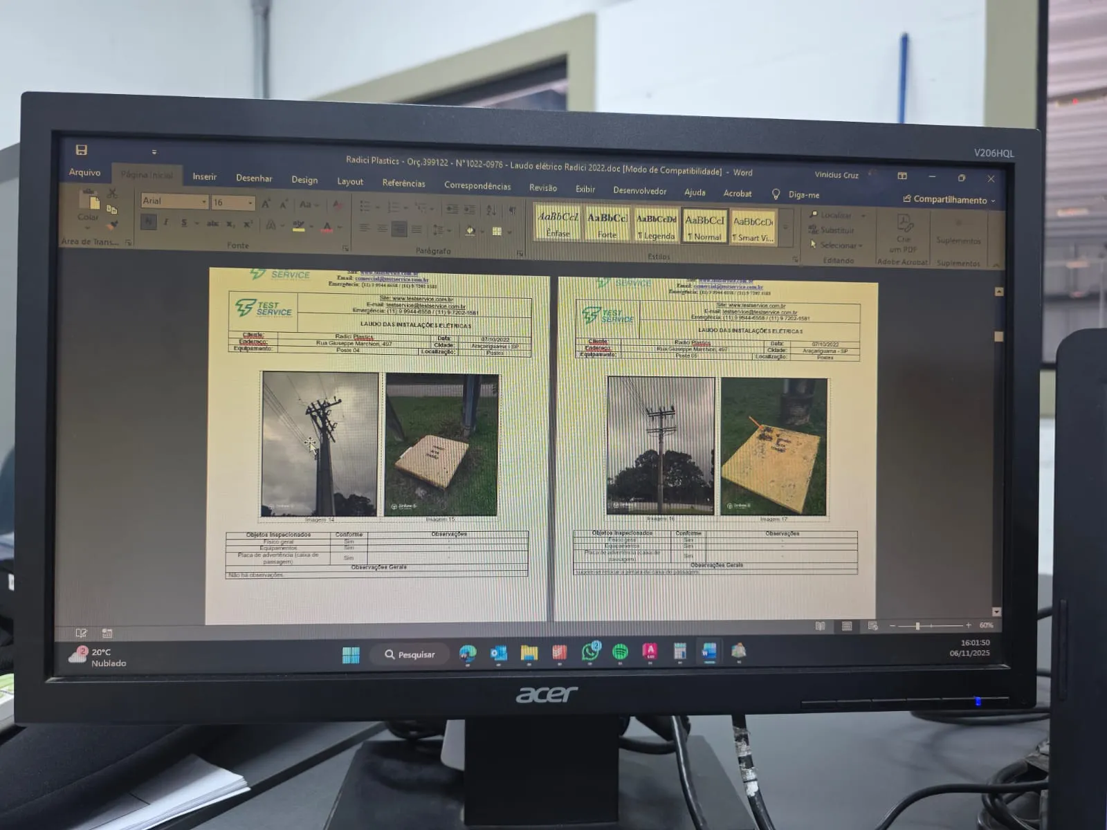 Laudo de conformidade das instalações elétricas